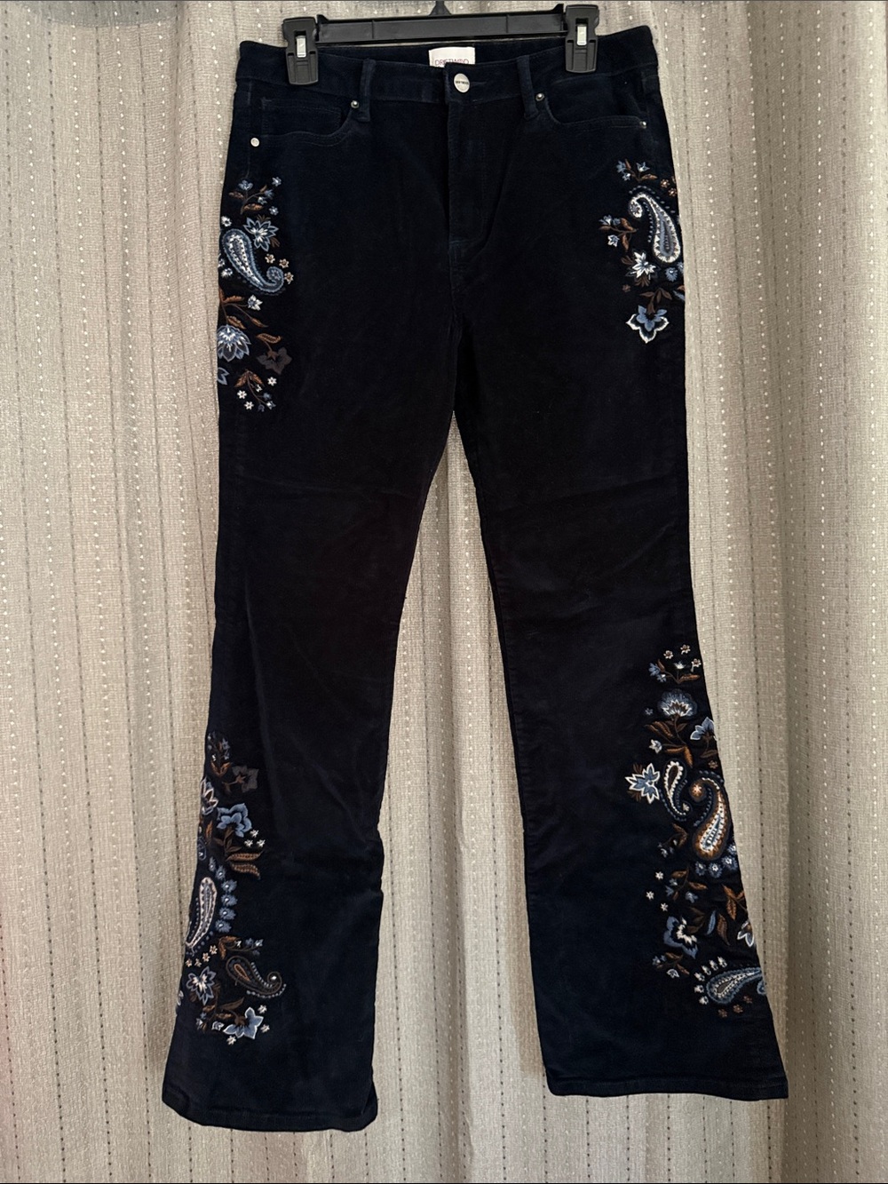 DRIFTWOOD Deep Navy Corduroy Pants with Embroidered Details